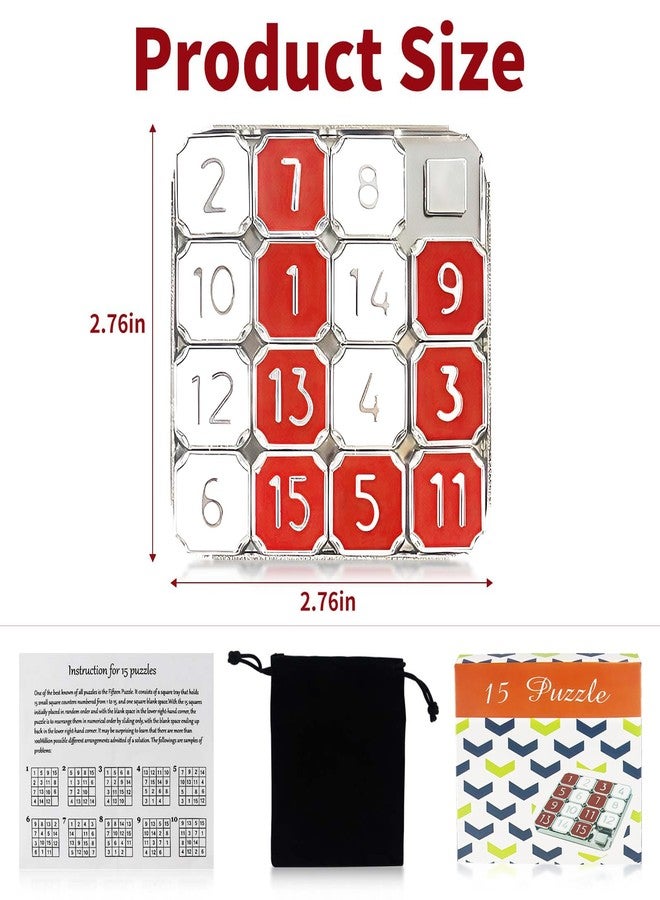 rytopt Slide Puzzle, Number Puzzle for Adult, Red and White Number Sliding Educational Learning Games - Image 2